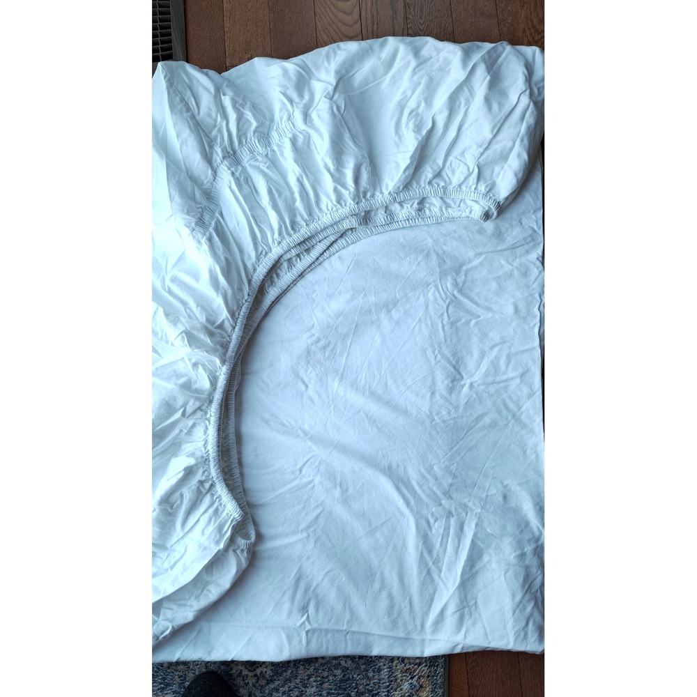 Threshold Queen Fitted Sheet 100% Cotton Solid White Deep Pocket Breathable